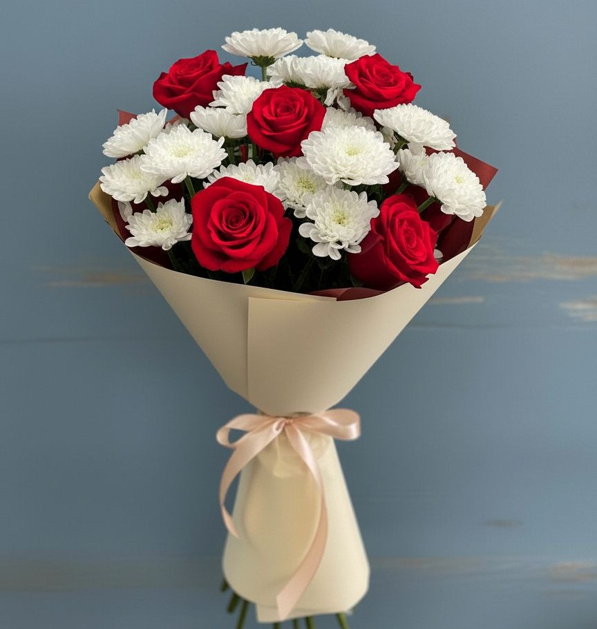 Букет цветов из: Розы и Хризантемы в Верховье