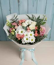 Букет цветов из:  Розы, Лизиантусы и Хризантемы в Верховье