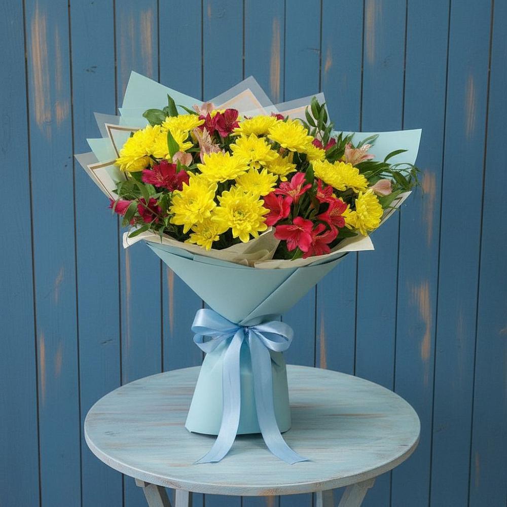 Букет цветов из: Альстромерии и Хризантемы в Верховье