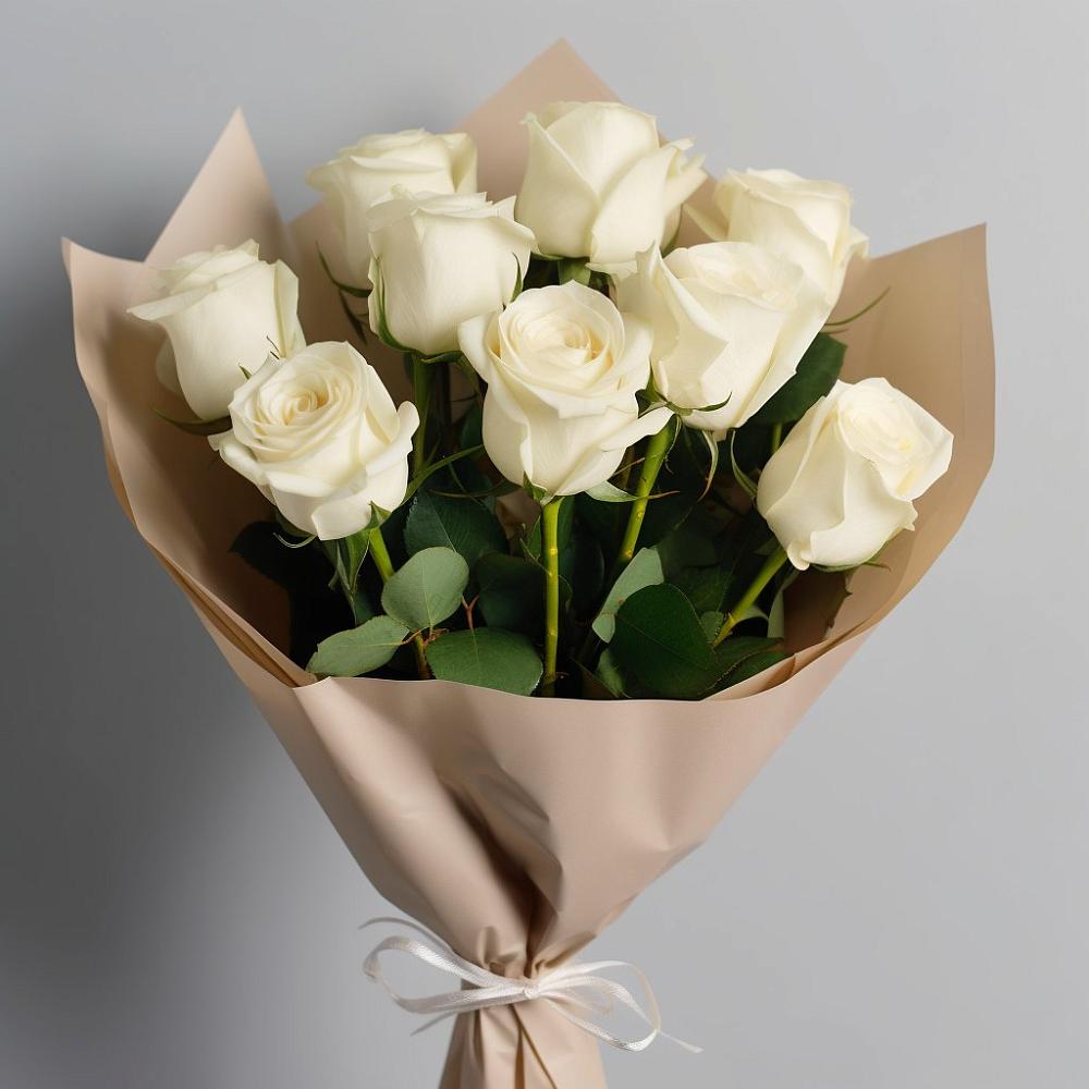 Букет 9 Белых роз Эдлесс Лав в Верховье
