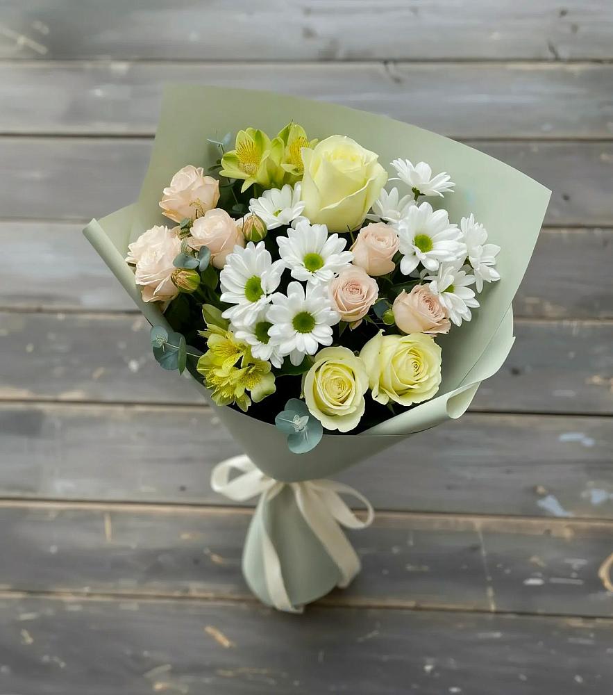 Букет цветов из: Альстромерии, Розы и Хризантемы в Верховье