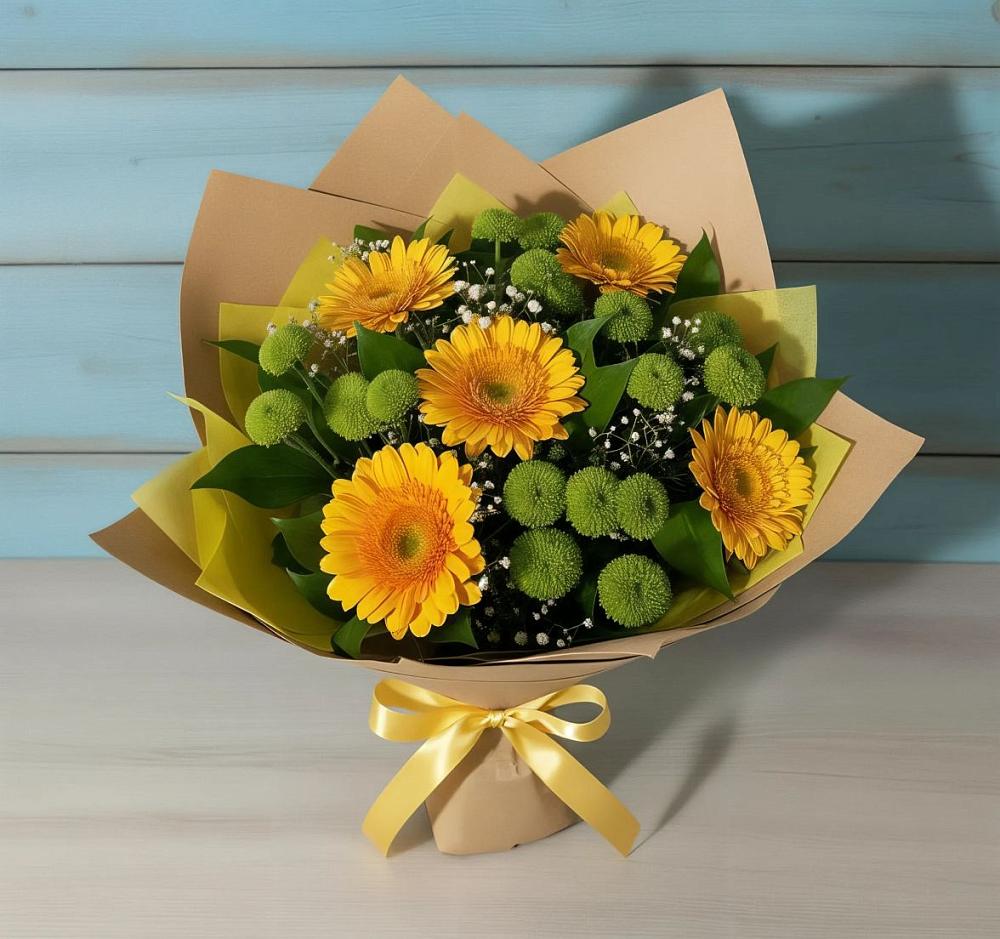Букет цветов из: Герберы и Хризантемы в Верховье