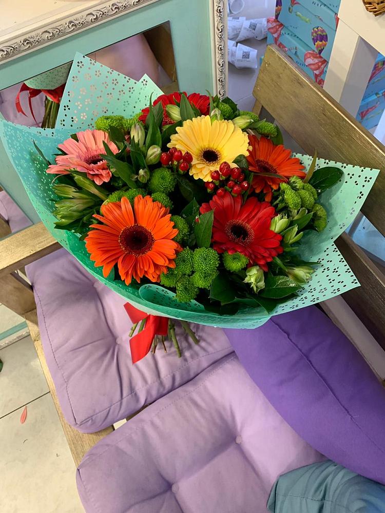 Букет цветов из: Герберы, Хризантемы и Альстромерии в Верховье