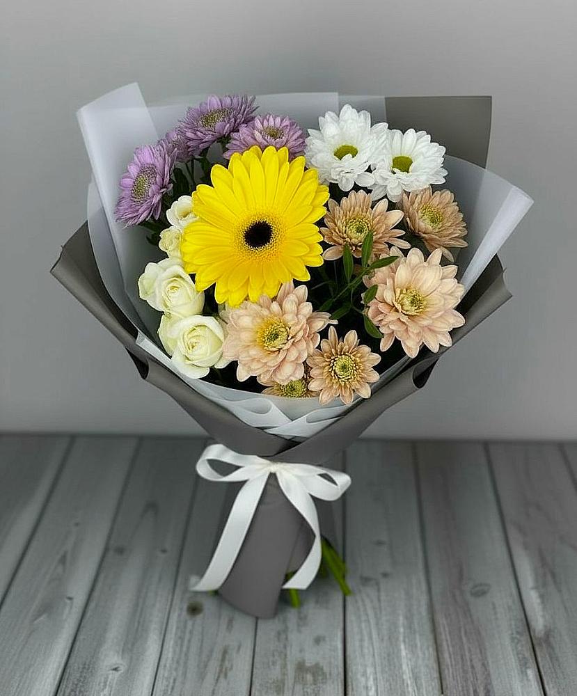 Букет цветов из: Розы, Герберы и Хризантемы в Верховье