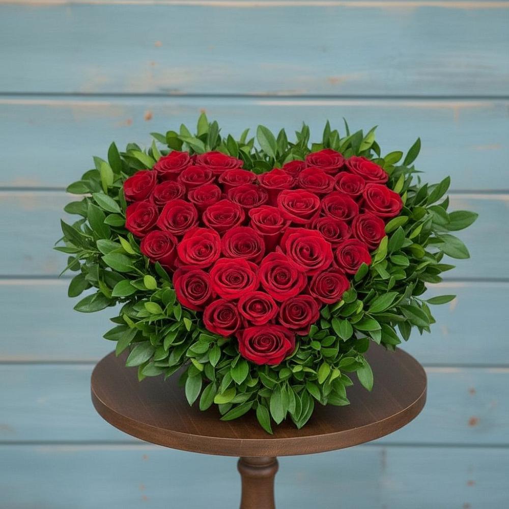 Цветочная композиция из Розы в виде сердца в Верховье