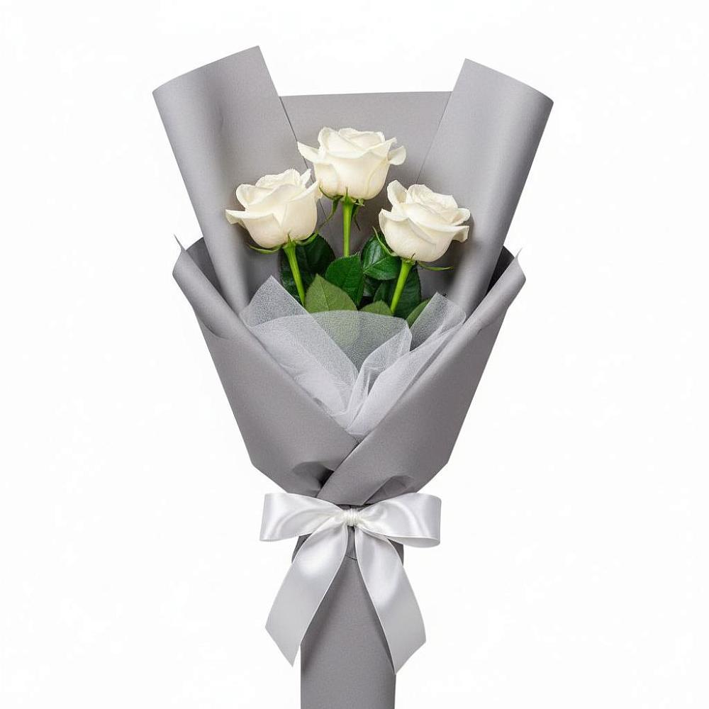Букет 3 белые розы в Верховье