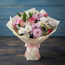 Букет цветов из:  Хризантемы, Альстромерии и Розы в Верховье