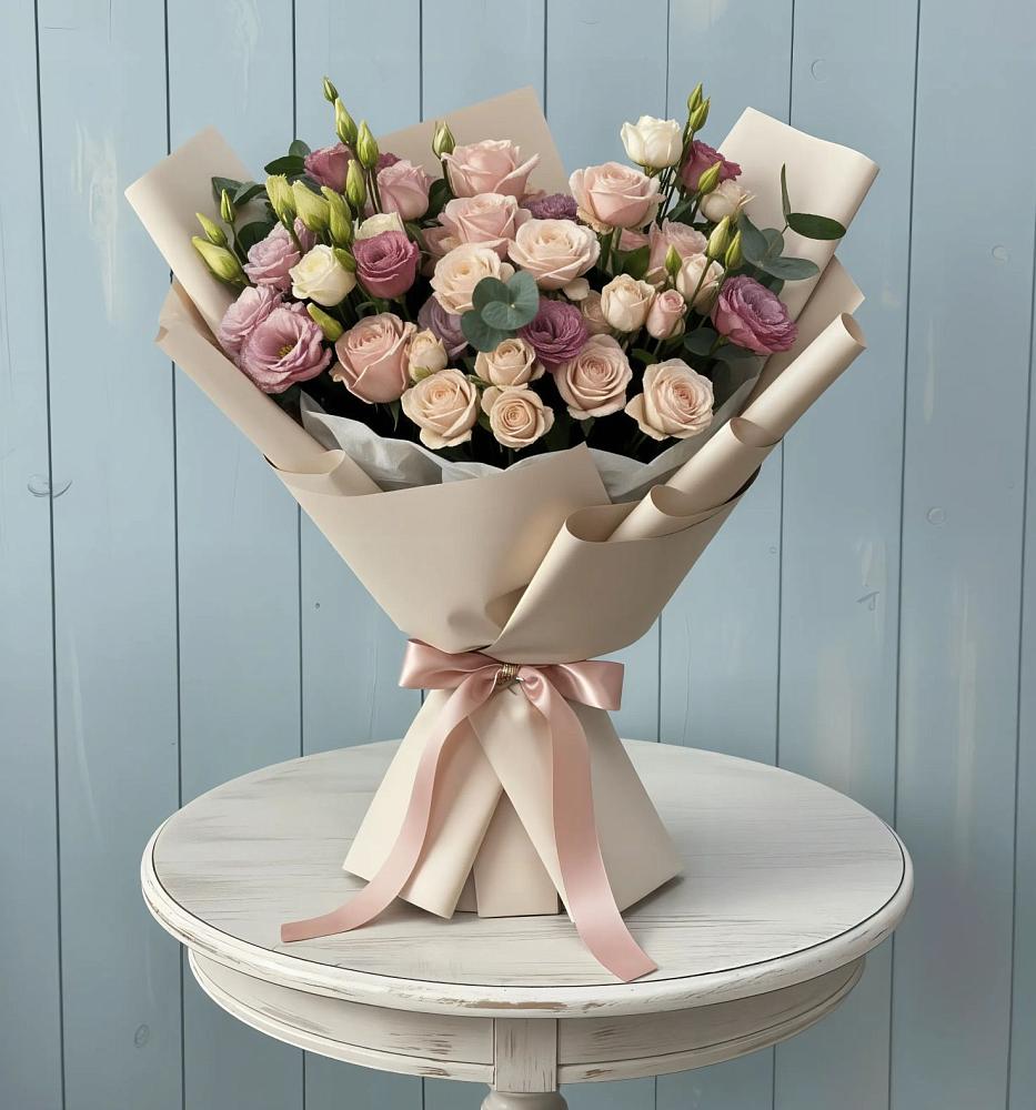 Букет цветов из: Розы и Лизиантусы в Верховье