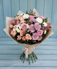 Букет цветов из:  Хризантемы, Розы и Альстромерии в Верховье