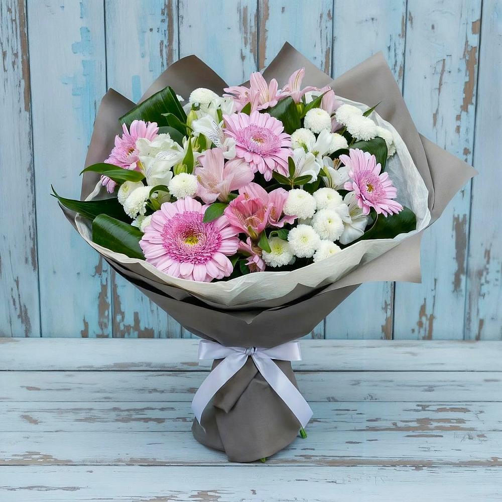 Букет цветов из: Герберы, Альстромерии и Хризантемы в Верховье