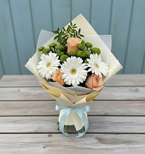Букет цветов из:  Герберы, Розы и Хризантемы в Верховье