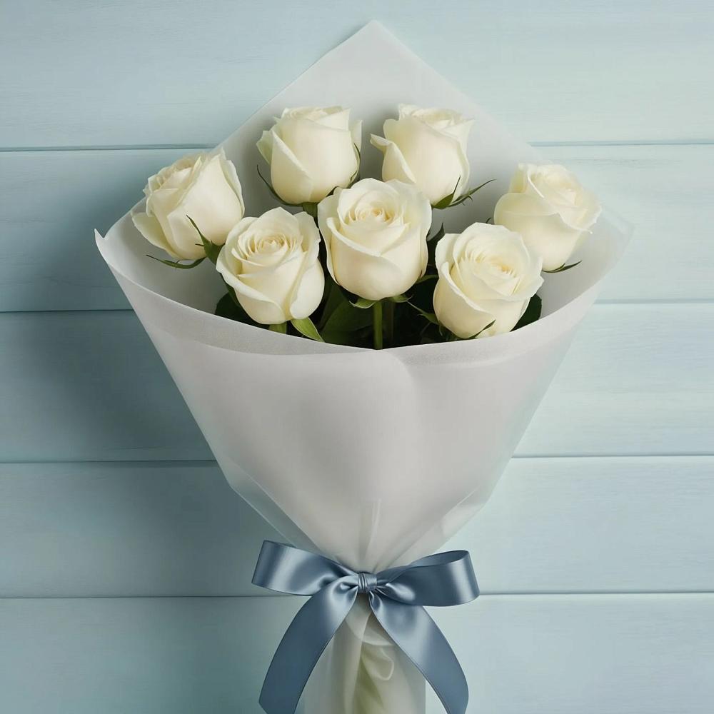 Букет 7 Белых роз Эдлесс Лав в Верховье