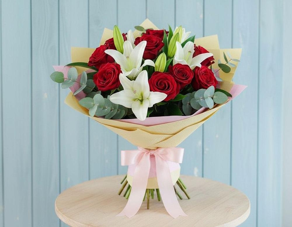 Букет цветов из: Лилии и Розы в Верховье